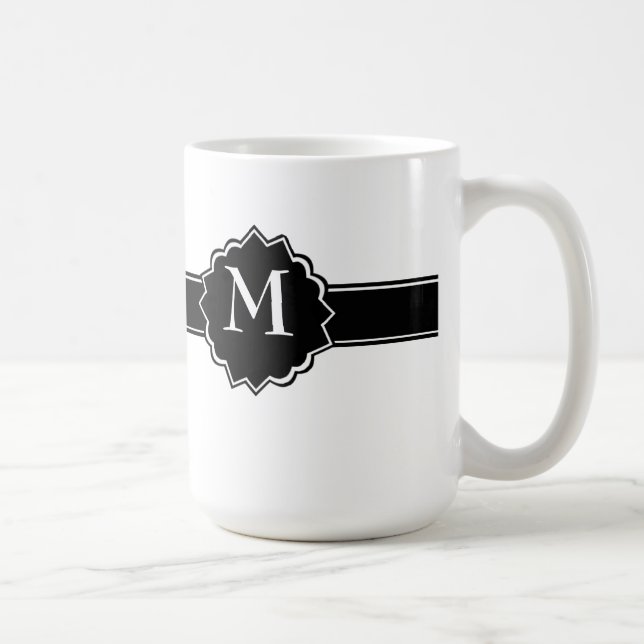 Schwarz-weiß Mit Monogramm Kaffeetasse (Rechts)