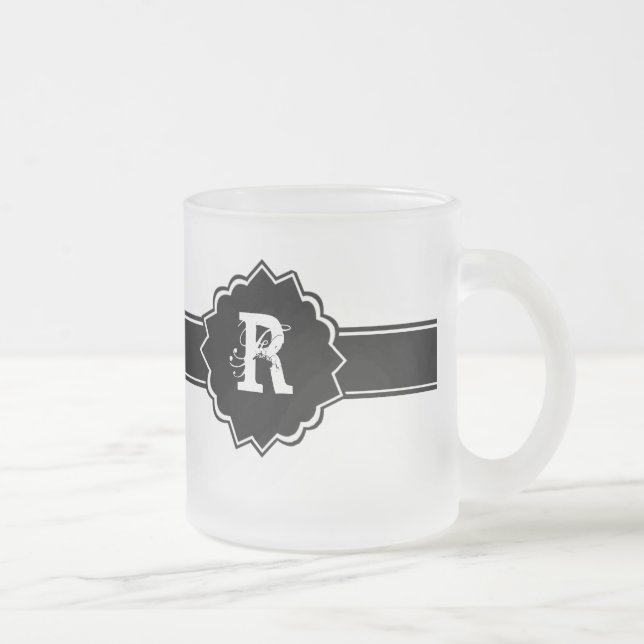 Schwarz-weiß Mit Monogramm Mattglastasse (Rechts)
