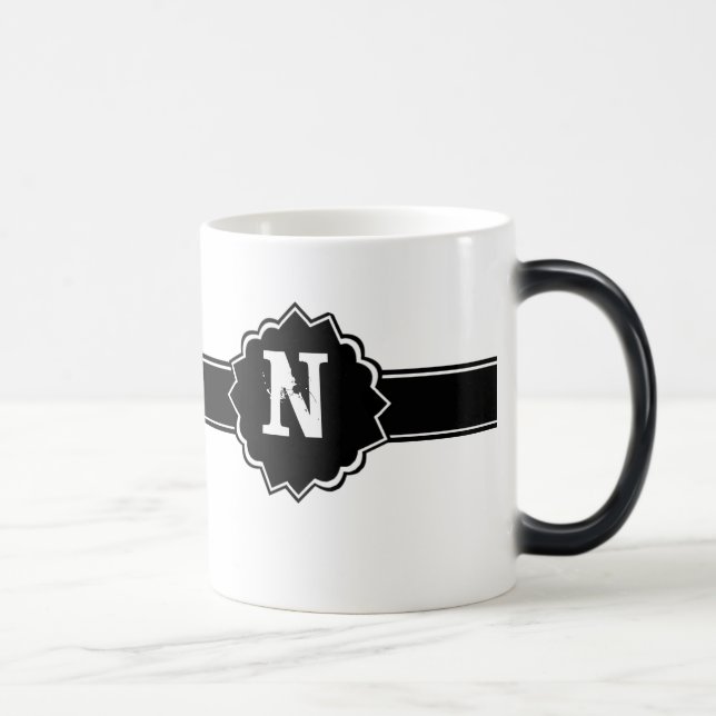 Schwarz-weiß Mit Monogramm Verwandlungstasse (Rechts)