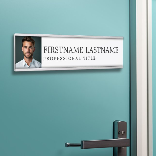 Schwarz-weiß mit Name Berufliche Bezeichnung und F Türschild (Executive Door Sign - Customize your text and colors)
