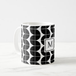 Schwarz/Weiß Mitte Jahrhundert Modernes Abstraktes Kaffeetasse