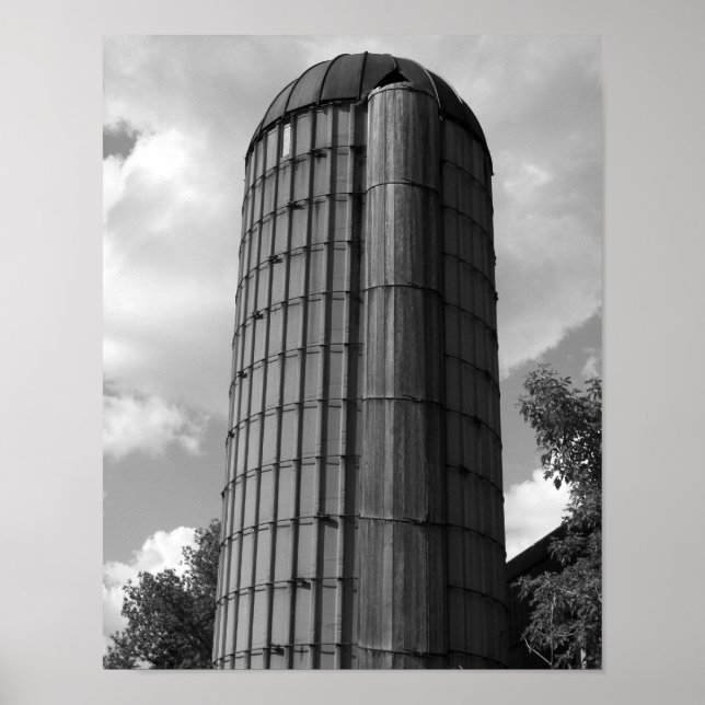 Schwarz-Weiß-Mittelwestsilo Poster (Vorne)