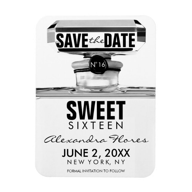 Schwarz-Weiß-Mode Sweet 16 SAVE THE DATE Magnet (Vertikal)