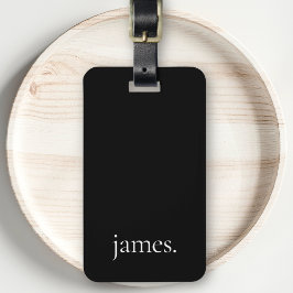 Schwarz-Weiß-Modern-Einfache Monogrammbezeichnung Gepäckanhänger