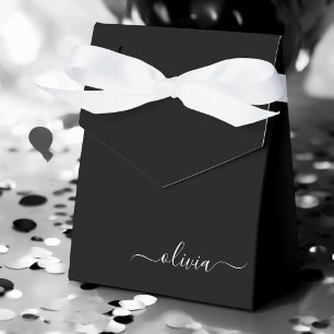 Schwarz Weiß Modern Minimalistisch Elegantes Monog Geschenkschachtel