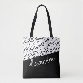 Schwarz-weiß modern Personalisiert Tasche