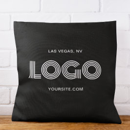 Schwarz-Weiß-Modern-Rechtecklogo Kissen