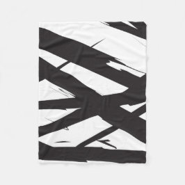 Schwarz-Weiß-Moderne Abstrakte Kunstlinie dekorier Fleecedecke