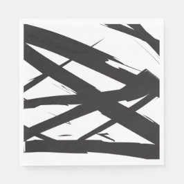 Schwarz-Weiß-Moderne Abstrakte Kunstlinie dekorier Serviette