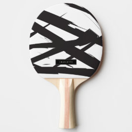 Schwarz-Weiß-Moderne Abstrakte Kunstlinie dekorier Tischtennis Schläger