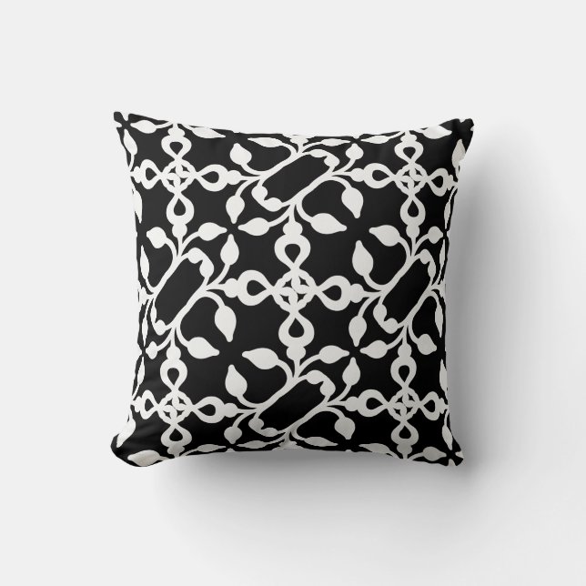 Schwarz-Weiß-Moderne Art-Deco-Sitzkissen Kissen (Vorderseite)