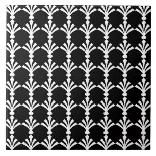 Schwarz-Weiß-Moderne Art-Deco-Trivet Fliese