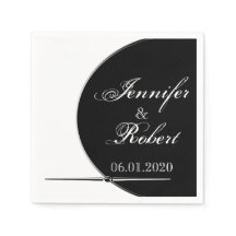Schwarz-Weiß-Moderne Circle Posh Wedding Napkins