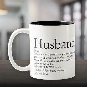 Schwarz-weiß moderne coole Definition Ehemann  Zweifarbige Tasse