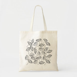 Schwarz-Weiß-moderne, einfache, blumengeschmückte  Tragetasche
