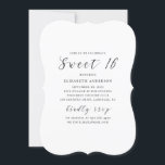 Schwarz-Weiß moderne, einfache Kalligraphie Sweet  Einladung<br><div class="desc">Schwarz-Weiß Kalligraphie Sweet 16 Geburtstagseinladung. Bitte kontaktieren Sie mich,  wenn Sie weitere Informationen benötigen.</div>
