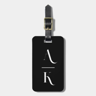 Schwarz-Weiß-Moderne elegante Monogramm Gepäckanhänger