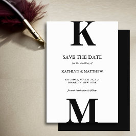 Schwarz-Weiß-Moderne fette Monogramm-Hochzeit Save The Date