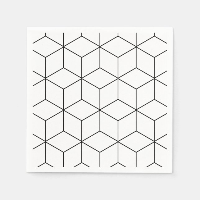 Schwarz-Weiß-Moderne Geometrie Serviette (Vorderseite)