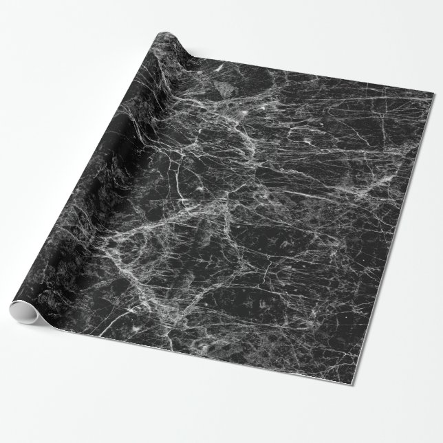 Schwarz-Weiß-Moderne Imitat Marmormuster Geschenkpapier (Ungerollt)