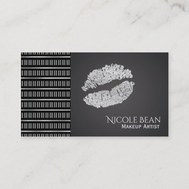 Schwarz & Weiß Moderne Imitate Albergo Lip Beauty Visitenkarte (Vorderseite)