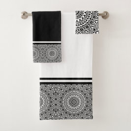 Schwarz-Weiß-Moderne Mandala Badhandtuch Set