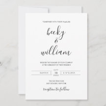 Schwarz-Weiß-Moderne Minimalistische Hochzeitseinl