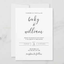 Schwarz-Weiß-Moderne Minimalistische Hochzeitseinl Einladung