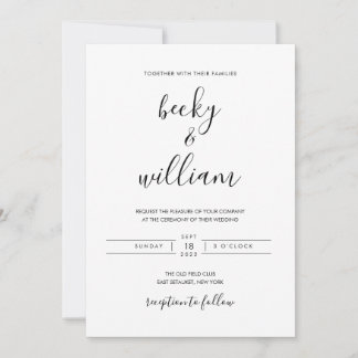 Schwarz-Weiß-Moderne Minimalistische Hochzeitseinl Einladung