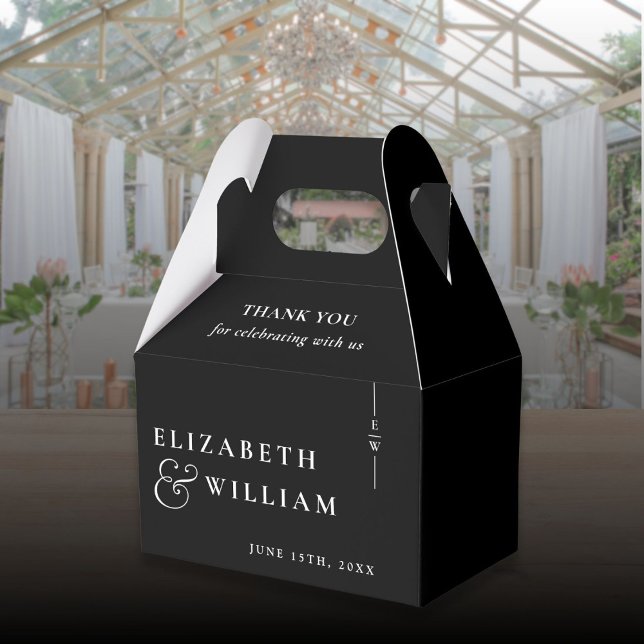 Schwarz-Weiß-Moderne Monogram-Hochzeit Danke Geschenkschachtel (Von Creator hochgeladen)