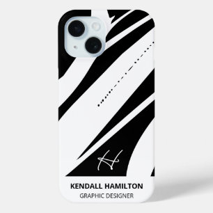 Schwarz-Weiß-Moderne Monogramm Stilvoll Abstrakt Case-Mate iPhone Hülle