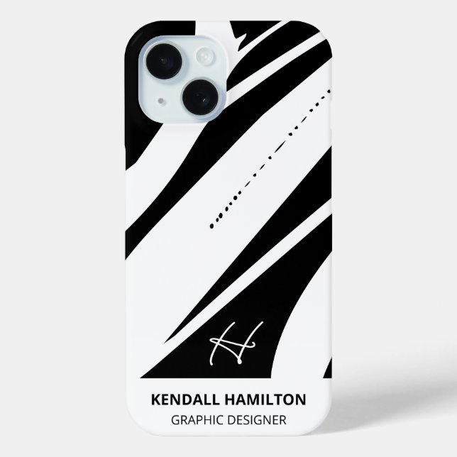 Schwarz-Weiß-Moderne Monogramm Stilvoll Abstrakt Case-Mate iPhone Hülle (Rückseite)