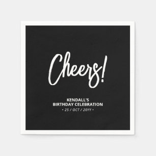 Schwarz & Weiß   Moderne Pinselbuchstaben Prost! S Serviette