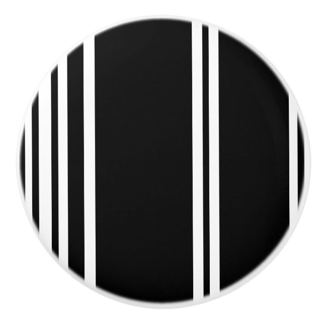 Schwarz-Weiß-moderne Streifen Keramikknauf (Vorderseite)
