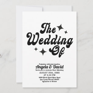Schwarz-Weiß-Moderne Vintage-Retro-Schrift Hochzei Einladung