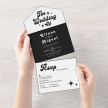 Schwarz-weiß Moderne Vintage Retroskripte Hochzeit