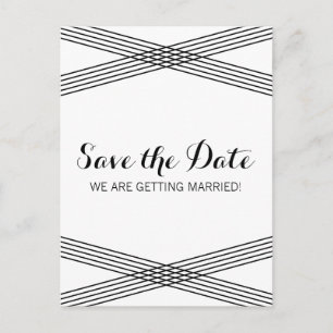 Schwarz-weiß Moderner Deko Save the Date Postkarte