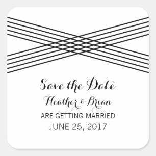 Schwarz-weiß Moderner Deko Save the Date Stickers