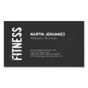Schwarz Weiß Moderner Personal Trainer Fitness Spo Magnetische Visitenkarte