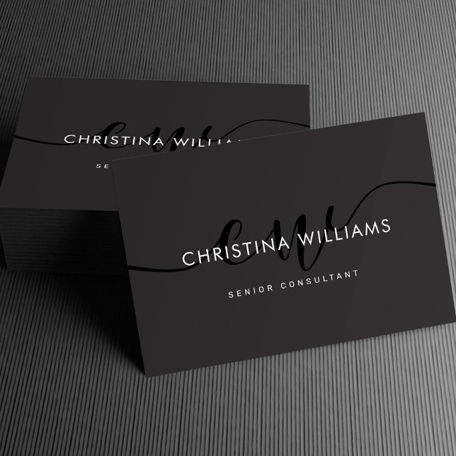 Schwarz-weiß Modernes Berufliches Minimalistisch Visitenkarte (Black White Modern Professional Minimalist Business Card)
