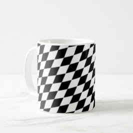 Schwarz-weiß modernes geometrisches Prüfbrettmuste Kaffeetasse
