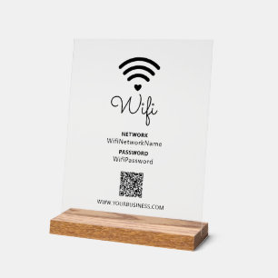 Schwarz-weiß modernes Herz Business-Wifi-Passwort Acrylschild