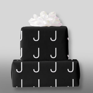 Schwarz-Weiß modernes minimalistisches Buchstaben Geschenkpapier