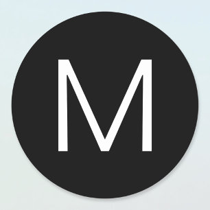 Schwarz-Weiß modernes minimalistisches Buchstaben Runder Aufkleber