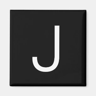 Schwarz-Weiß modernes minimalistisches Letter Magnet
