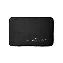 Schwarz-weiß Modernes Minimalistisches Monogramm Badematte