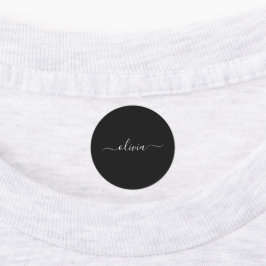 Schwarz-weiß Modernes Minimalistisches Monogramm Etiketten