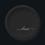 Schwarz-weiß Modernes Minimalistisches Monogramm Pappteller<br><div class="desc">Die Minimalistische Monogram Kollektion Schwarz/Weiß: Einfache Einfachheit und Eleganz in unseren minimalistischen Designs, die so gestaltet sind, dass sie Ihren Stil mühelos erweitern. Diese Kollektion wurde mit einem scharfen Blick für moderne Ästhetik gestaltet und weist elegante Schwarz-Weiß-Designs auf, die durch personalisierte Monogramme noch verstärkt werden. Von der schicken Schreibwaren bis...</div>