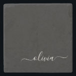 Schwarz-weiß Modernes Minimalistisches Monogramm Steinuntersetzer<br><div class="desc">Die Minimalistische Monogram Kollektion Schwarz/Weiß: Einfache Einfachheit und Eleganz in unseren minimalistischen Designs, die so gestaltet sind, dass sie Ihren Stil mühelos erweitern. Diese Kollektion wurde mit einem scharfen Blick für moderne Ästhetik gestaltet und weist elegante Schwarz-Weiß-Designs auf, die durch personalisierte Monogramme noch verstärkt werden. Von der schicken Schreibwaren bis...</div>