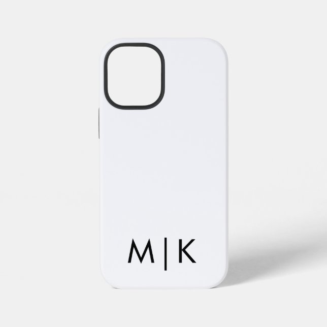 Schwarz-Weiß-Modernes Monogramm iPhone 12 Mini Hülle (Rückseite)